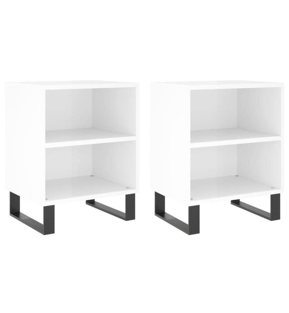 Nachttische 2 Stk. Hochglanz-Weiss 40x30x50 cm Holzwerkstoff