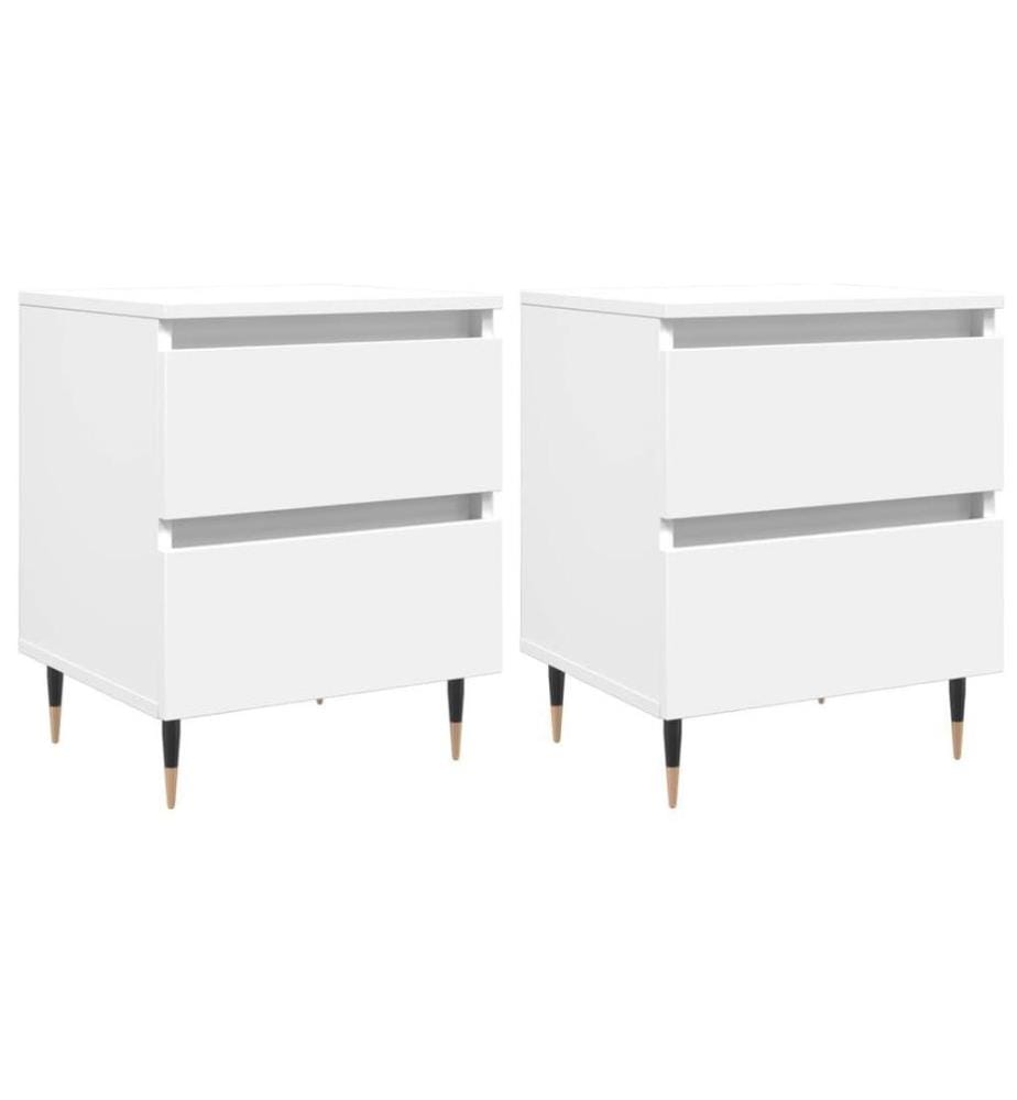 Nachttische 2 Stk. Weiss 40x35x50 cm Holzwerkstoff