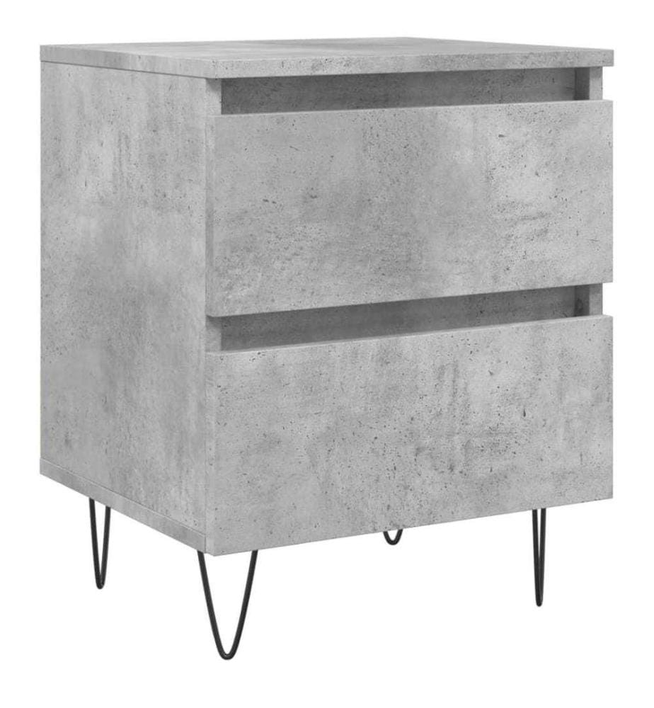 Table de chevet gris béton 40x35x50 cm bois d'ingénierie
