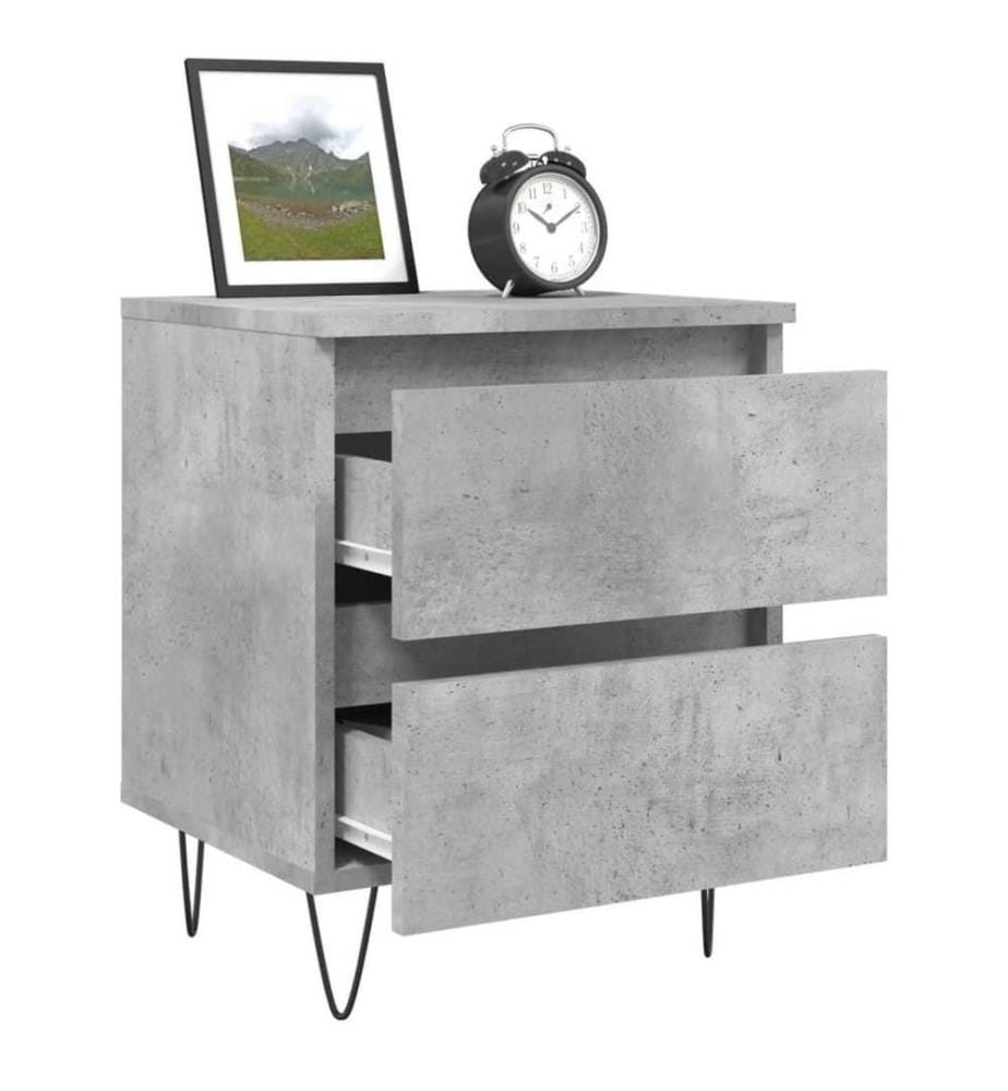 Table de chevet gris béton 40x35x50 cm bois d'ingénierie