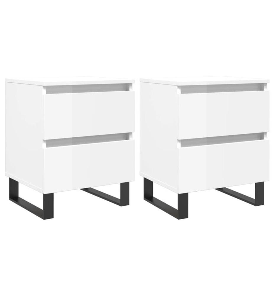 Nachttische 2 Stk. Hochglanz-Weiss 40x35x50 cm Holzwerkstoff