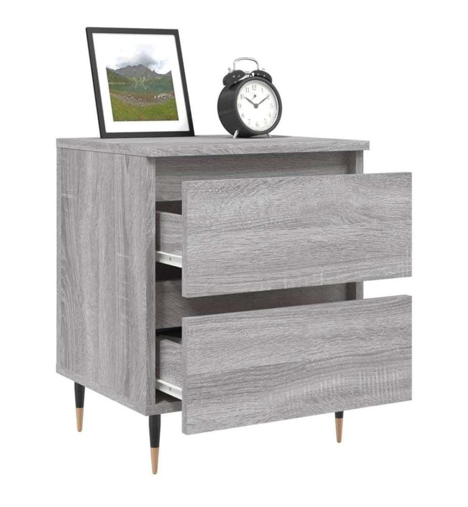Nachttische 2 Stk. Grau Sonoma 40x35x50 cm Holzwerkstoff