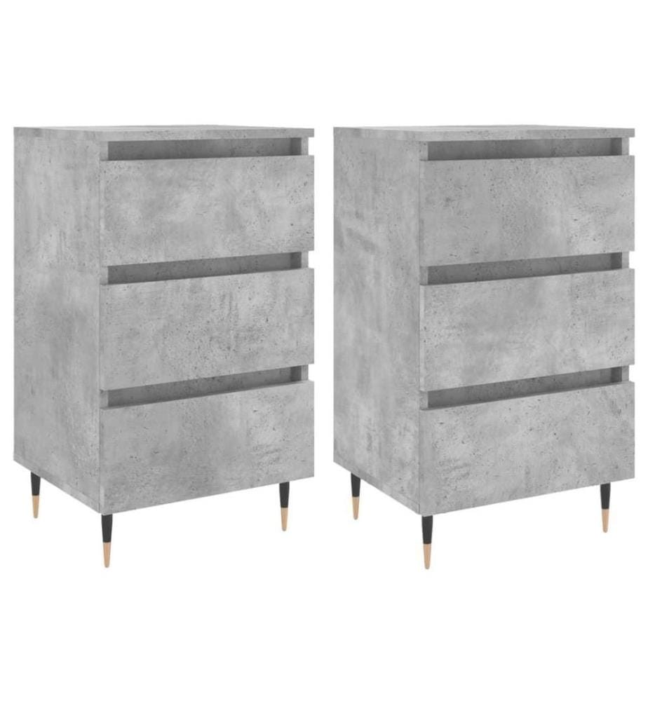 Nachttische 2 Stk. Betongrau 40x35x69 cm Holzwerkstoff