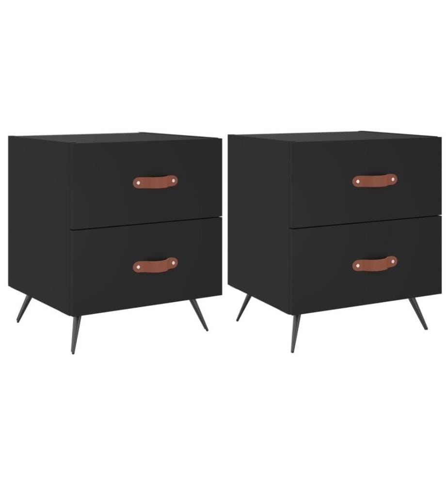 Nachttische 2 Stk. Schwarz 40x35x47,5 cm Holzwerkstoff