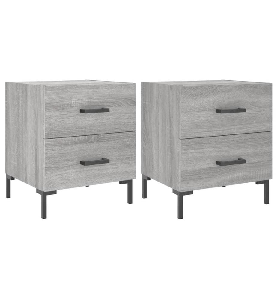 Nachttische 2 Stk. Grau Sonoma 40x35x47,5 cm Holzwerkstoff
