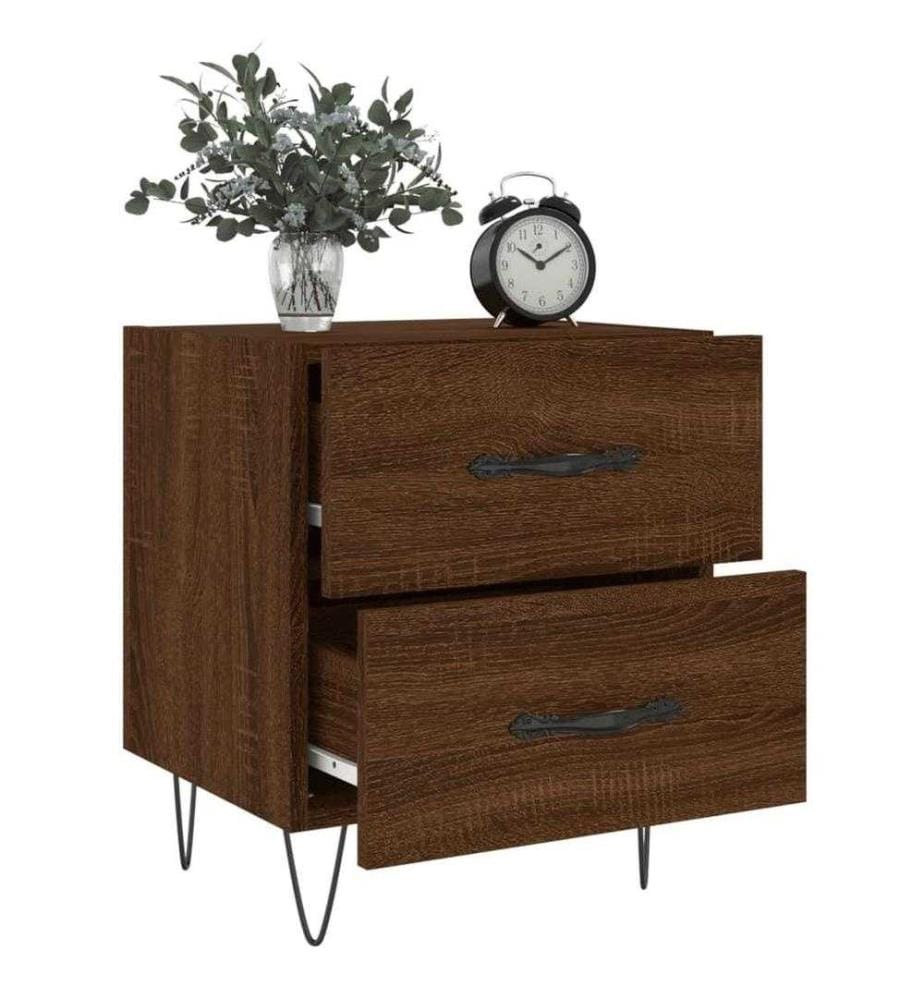 Nachttische 2Stk. Braun Eichen-Optik 40x35x47,5cm Holzwerkstoff