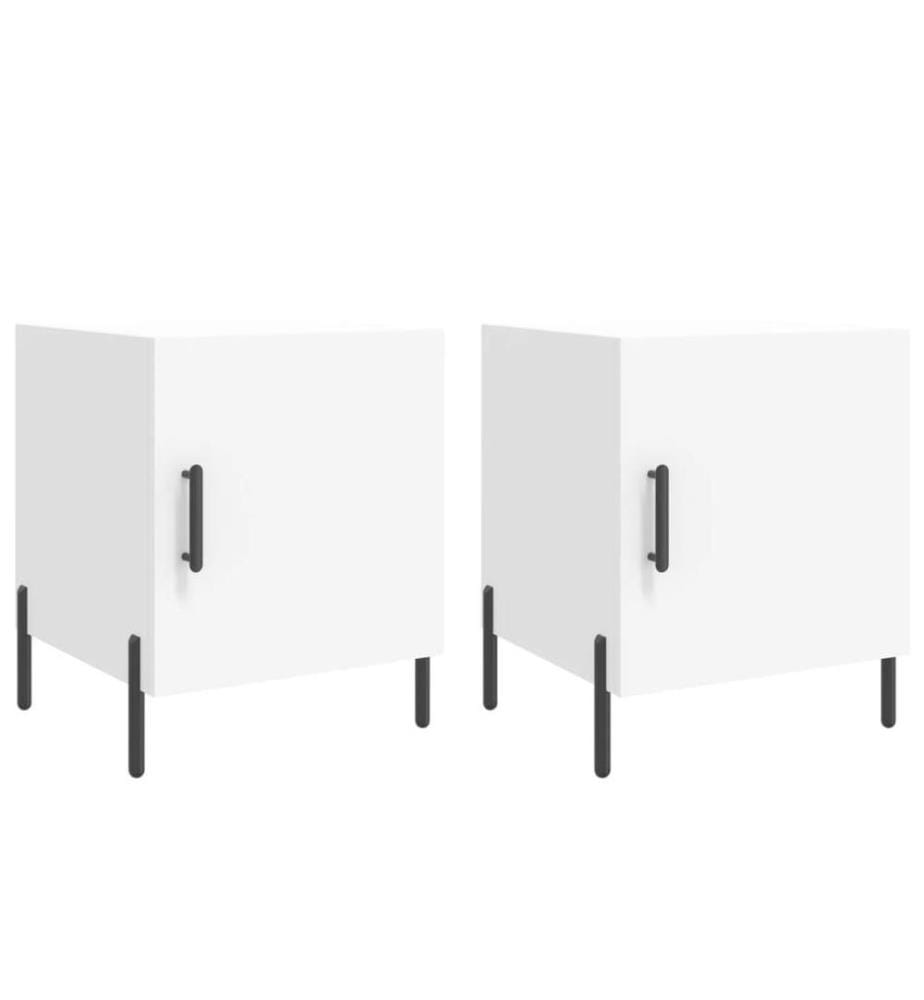Nachttische 2 Stk. Weiss 40x40x50 cm Holzwerkstoff