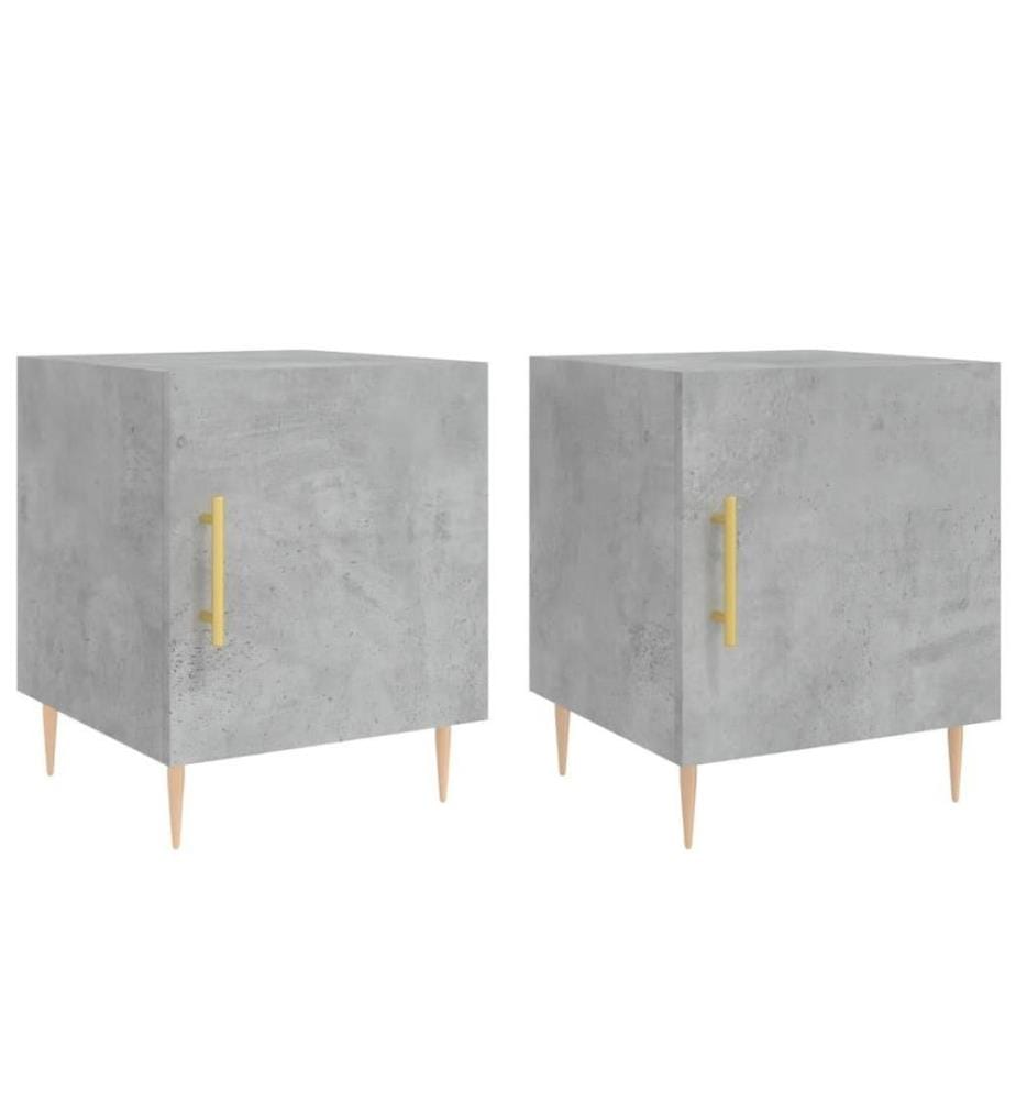 Nachttische 2 Stk. Betongrau 40x40x50 cm Holzwerkstoff