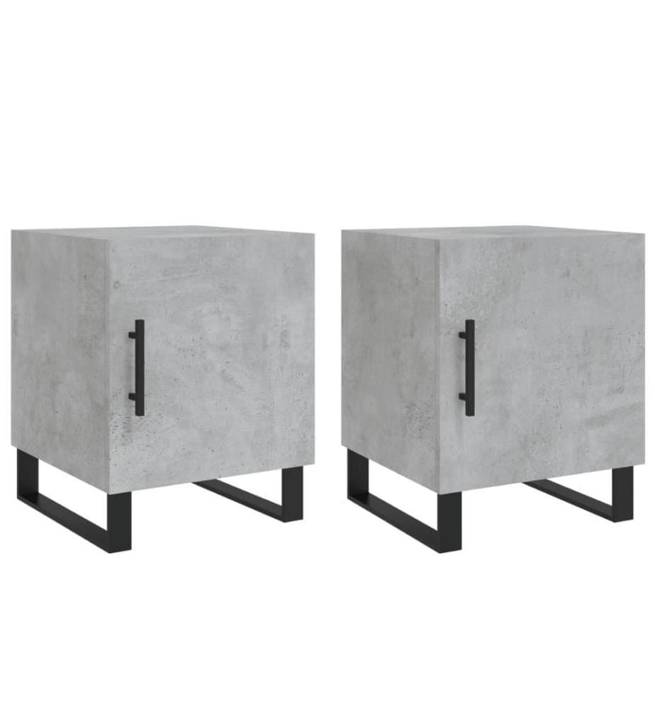 Nachttische 2 Stk. Betongrau 40x40x50 cm Holzwerkstoff