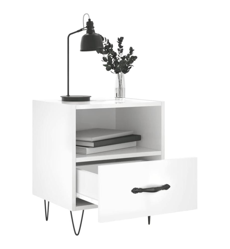 Nachttische 2 Stk. Hochglanz-Weiss 40x35x47,5 cm Holzwerkstoff