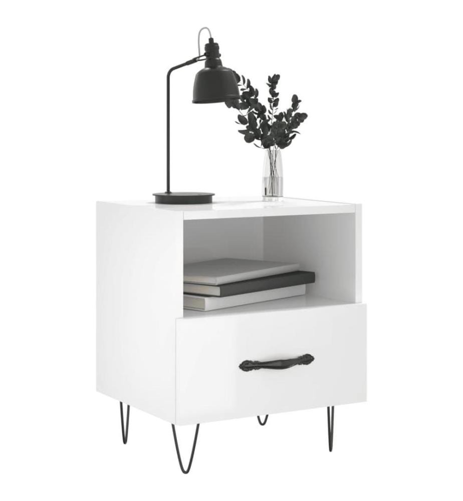 Nachttische 2 Stk. Hochglanz-Weiss 40x35x47,5 cm Holzwerkstoff