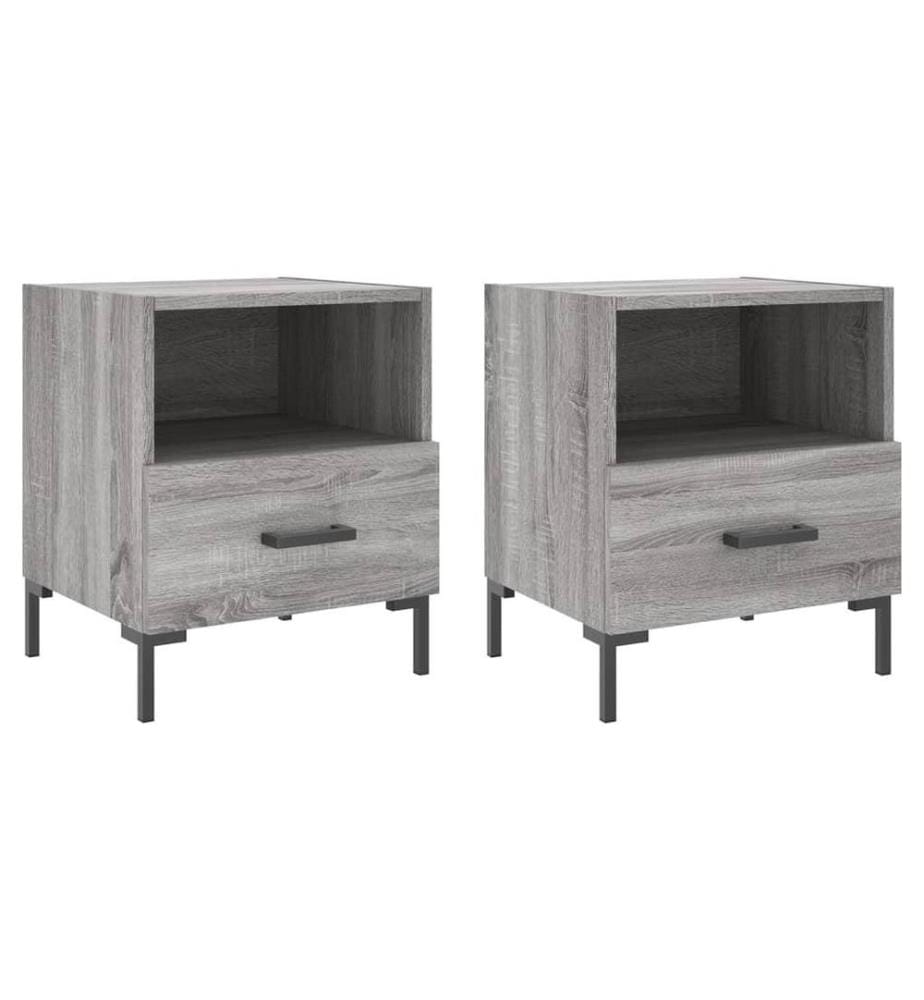 Nachttische 2 Stk. Grau Sonoma 40x35x47,5 cm Holzwerkstoff