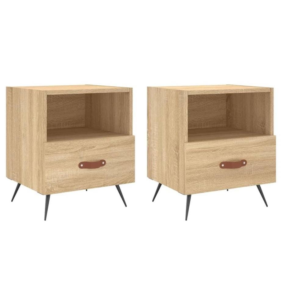 Nachttische 2 Stk. Sonoma-Eiche 40x35x47,5 cm Holzwerkstoff