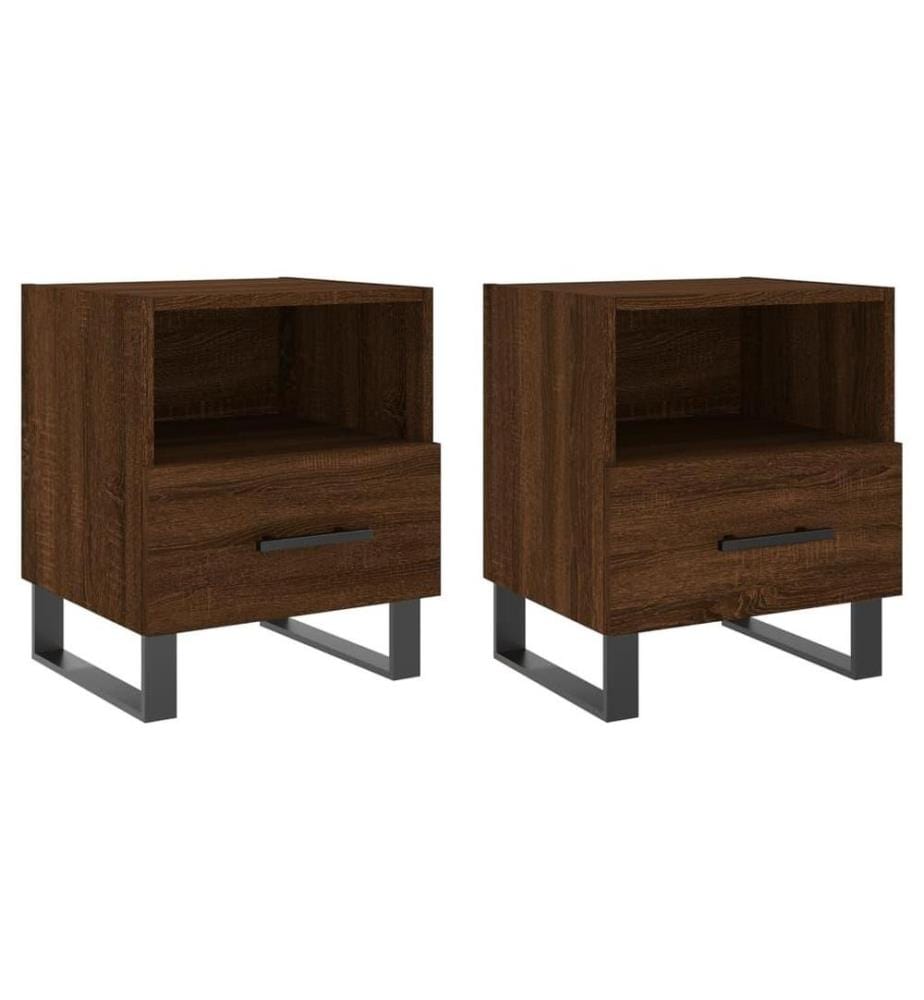 Nachttische 2Stk. Braun Eichen-Optik 40x35x47,5cm Holzwerkstoff
