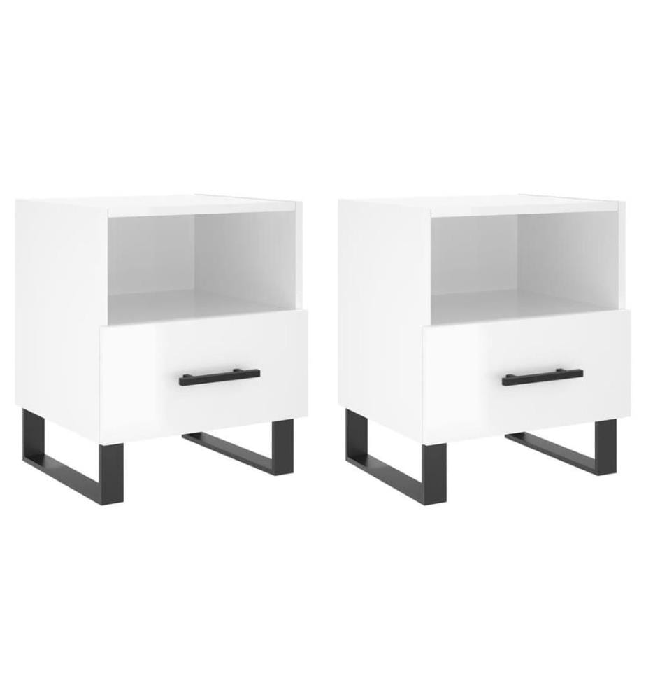 Nachttische 2 Stk. Hochglanz-Weiss 40x35x47,5 cm Holzwerkstoff
