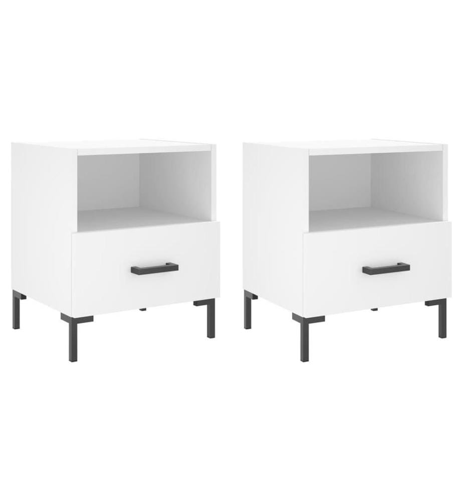 Nachttische 2 Stk. Weiss 40x35x47,5 cm Holzwerkstoff