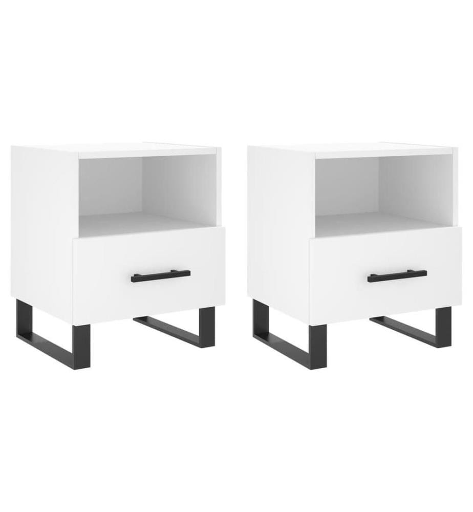 Nachttische 2 Stk. Weiss 40x35x47,5 cm Holzwerkstoff