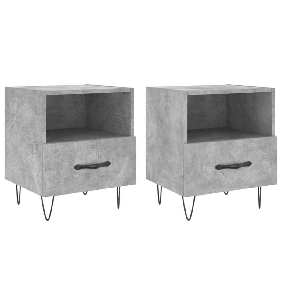 Nachttische 2 Stk. Betongrau 40x35x47,5 cm Holzwerkstoff