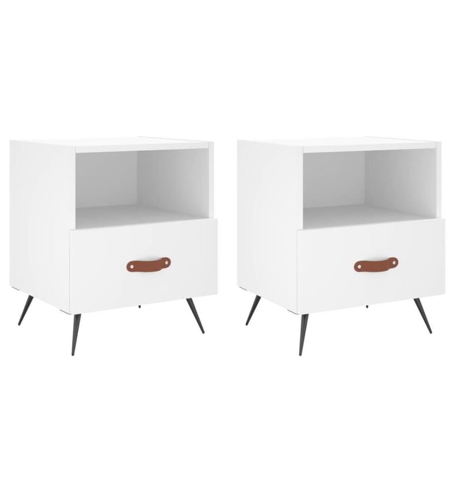 Nachttische 2 Stk. Weiss 40x35x47,5 cm Holzwerkstoff
