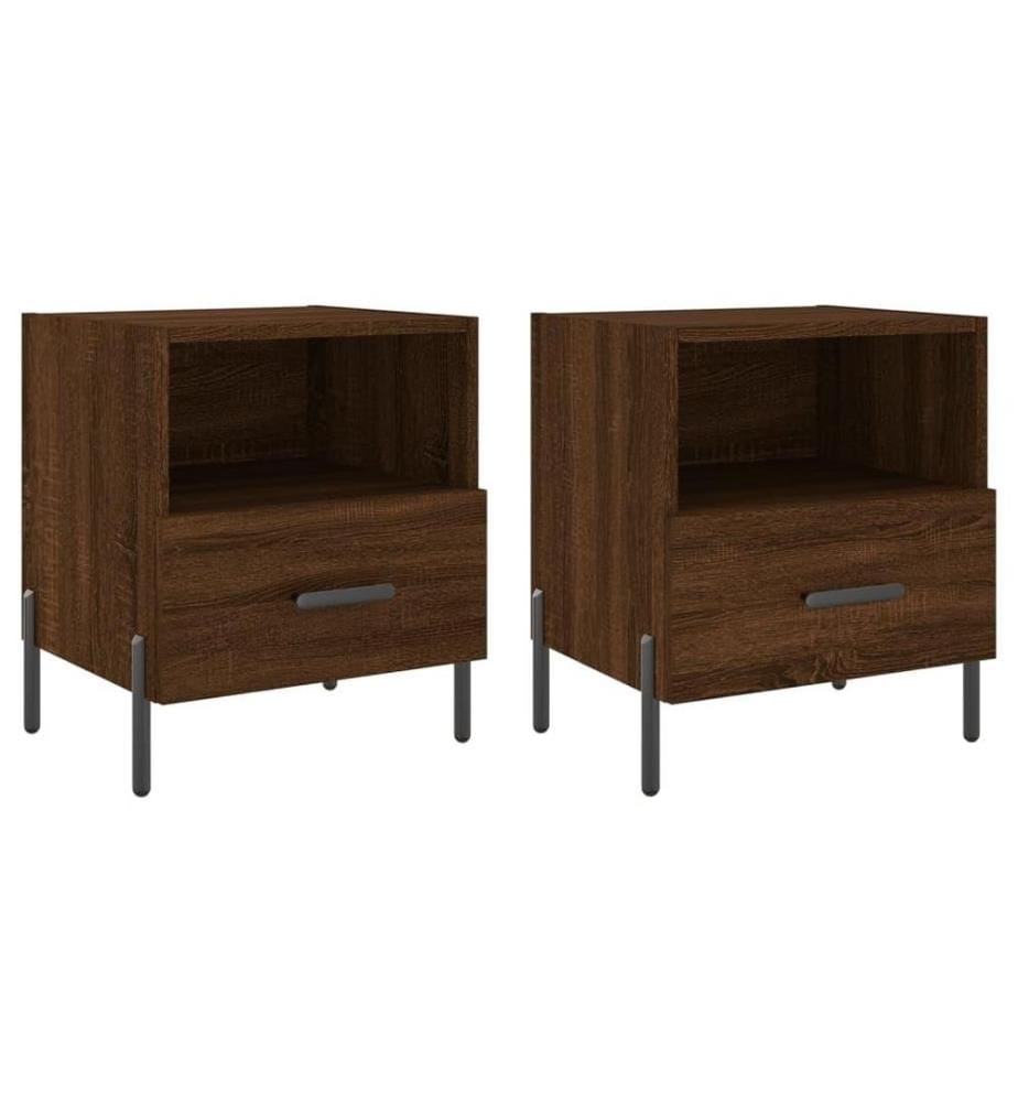 Nachttische 2Stk. Braun Eichen-Optik 40x35x47,5cm Holzwerkstoff