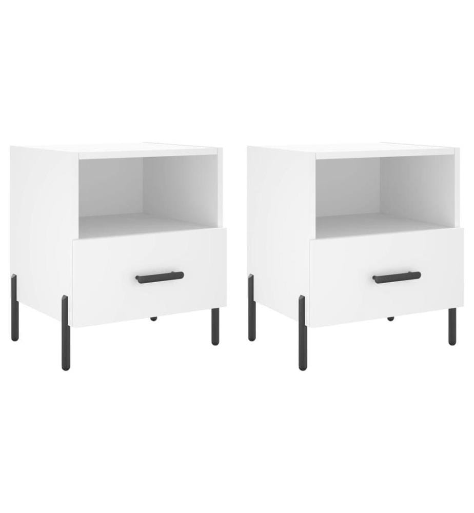 Nachttische 2 Stk. Weiss 40x35x47,5 cm Holzwerkstoff