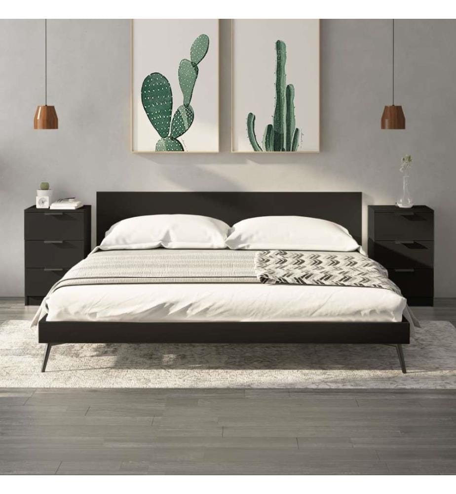 Nachttische 2 Stk. Schwarz 40x36x65 cm