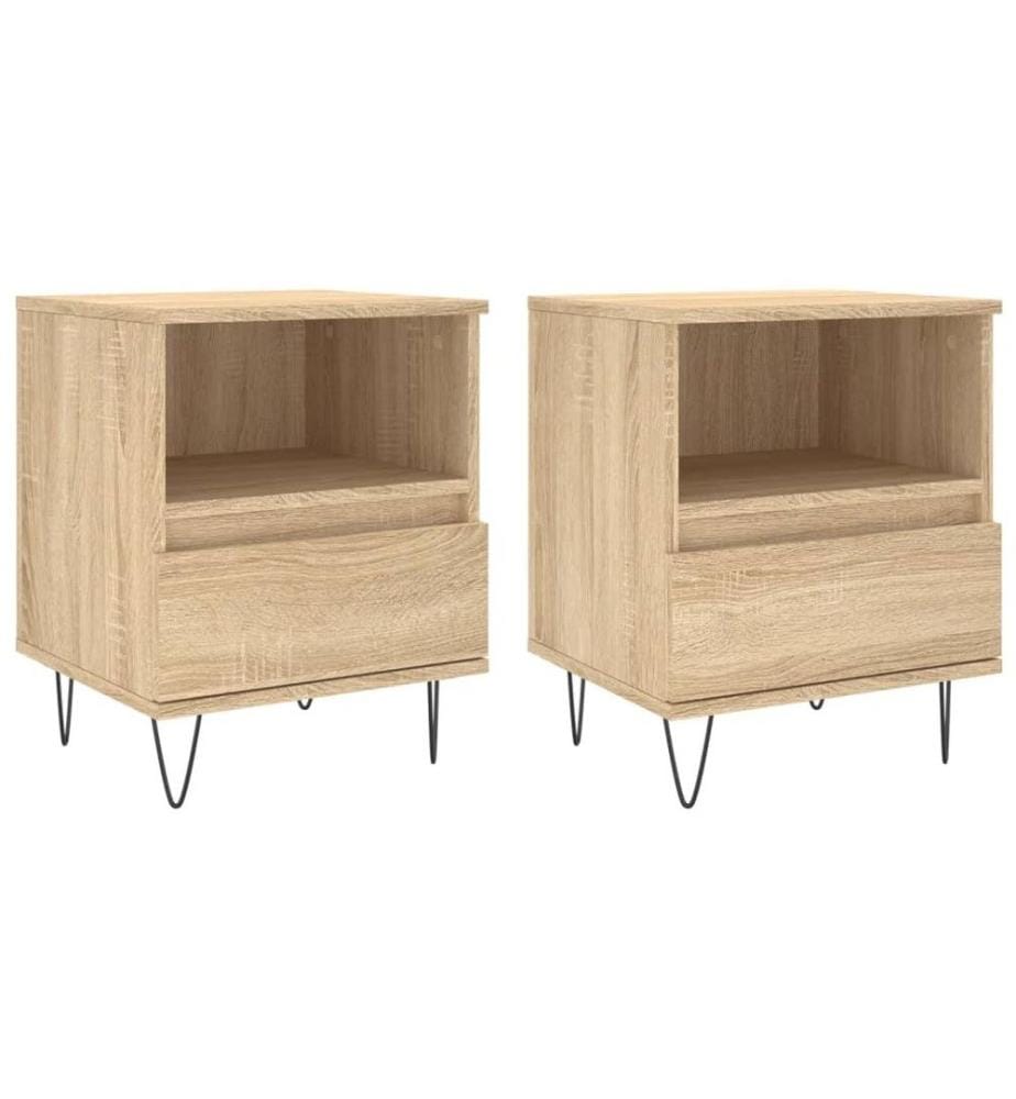 Nachttische 2 Stk. Sonoma-Eiche 40x35x50 cm Holzwerkstoff