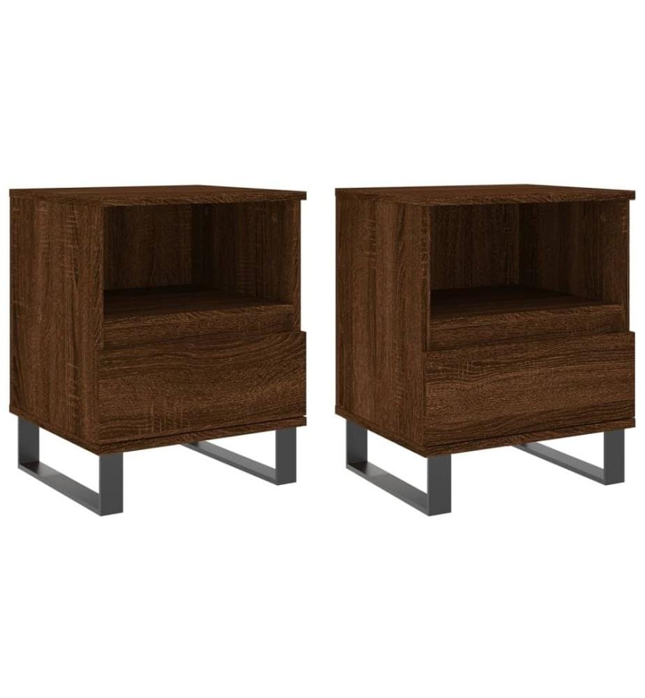 Nachttische 2 Stk. Braun Eichen-Optik 40x35x50 cm Holzwerkstoff