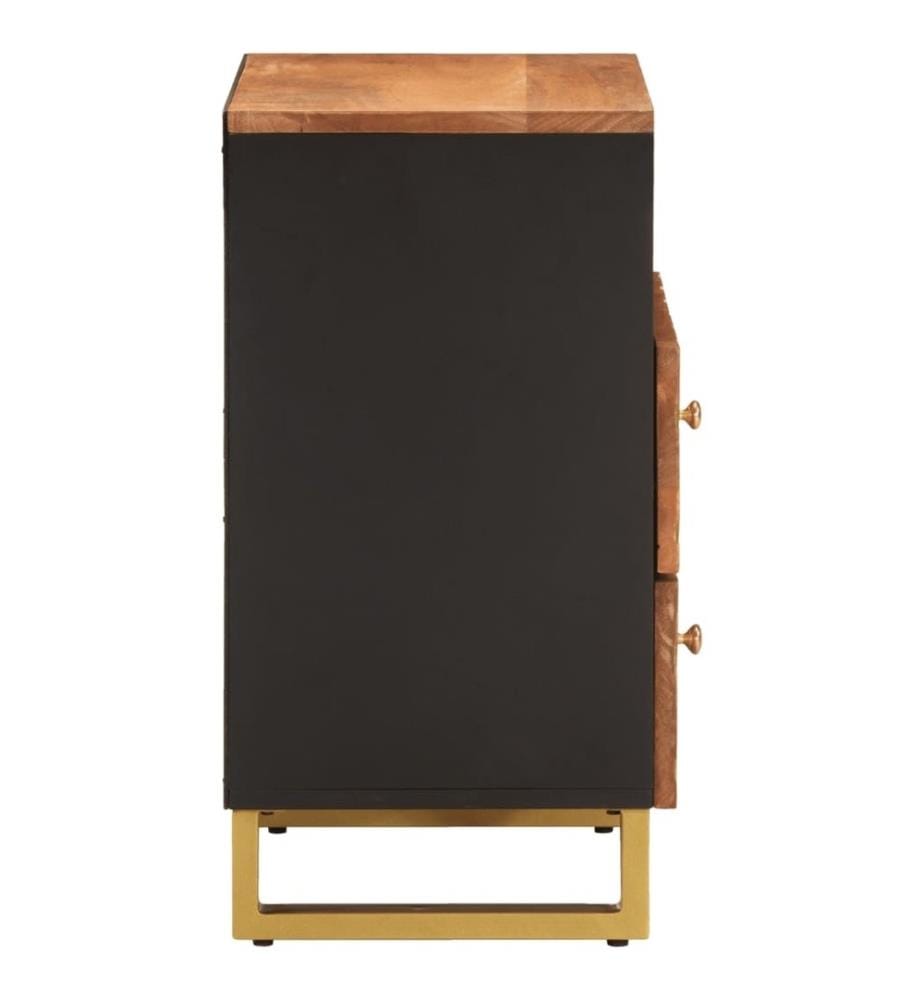Nachttisch Braun und Schwarz 50x33x60 cm Massivholz Mango