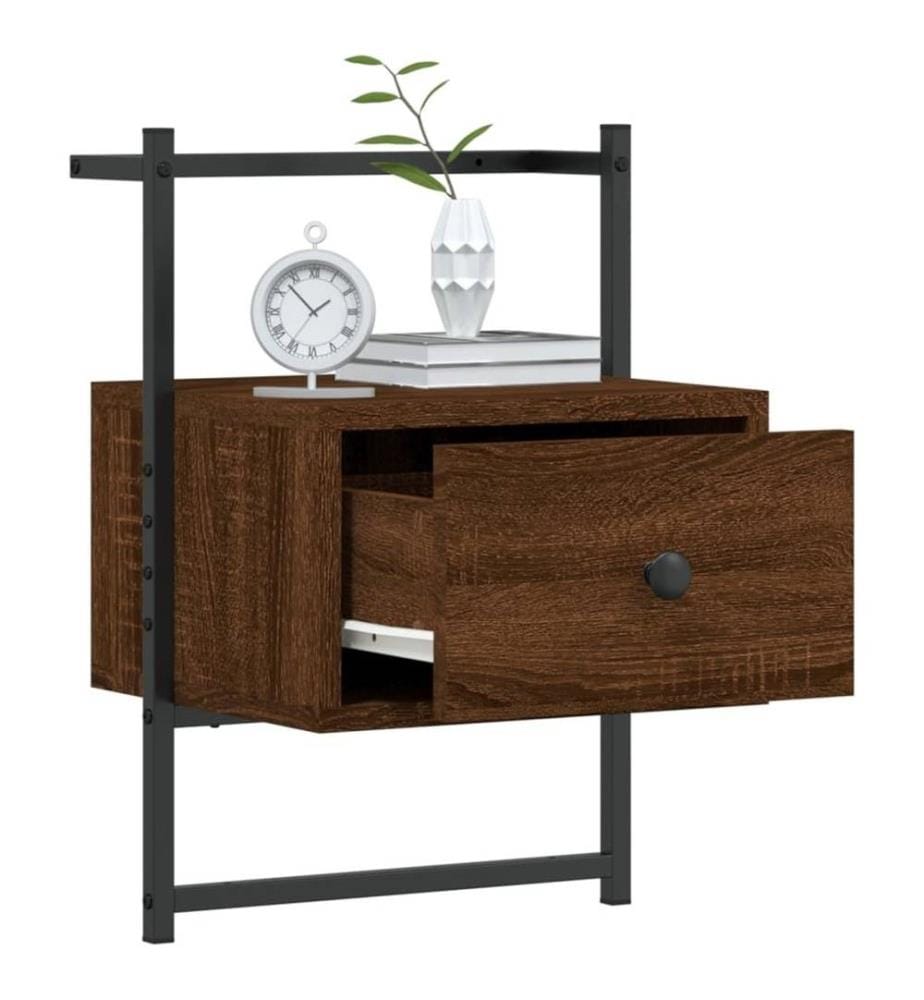 Wand-Nachttisch Braun Eiche 35x30x51 cm Holzwerkstoff
