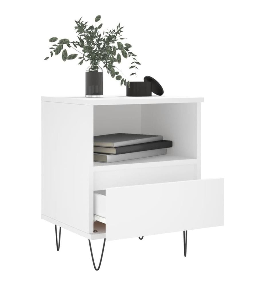 Nachttische 2 Stk. Weiss 40x35x50 cm Holzwerkstoff