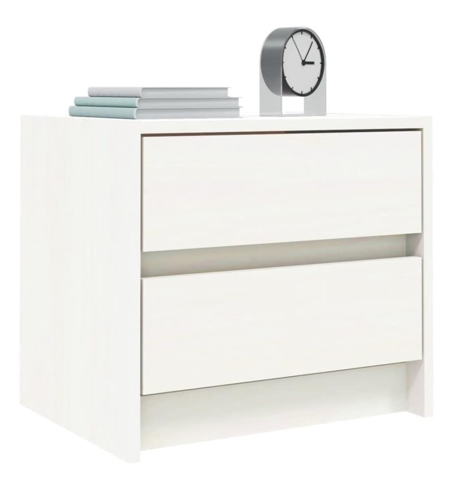 Nachttische 2 Stk. Weiss 40x31x35,5 cm Massivholz Kiefer