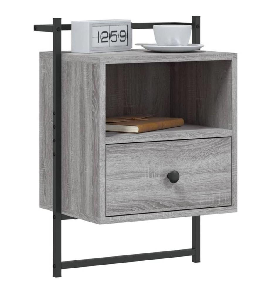 Wand-Nachttische 2 Stk. Grau Sonoma 40x30x61 cm Holzwerkstoff