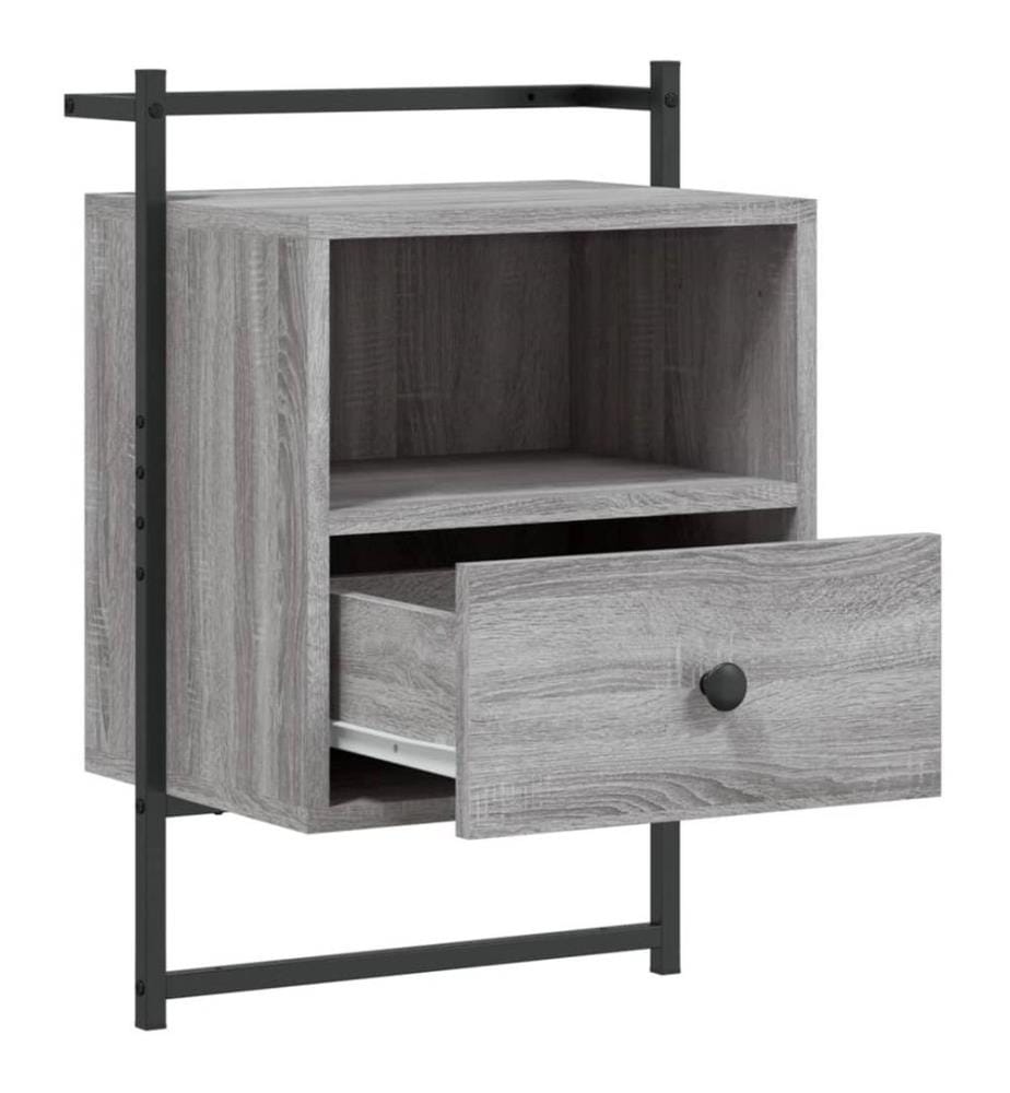 Wand-Nachttische 2 Stk. Grau Sonoma 40x30x61 cm Holzwerkstoff