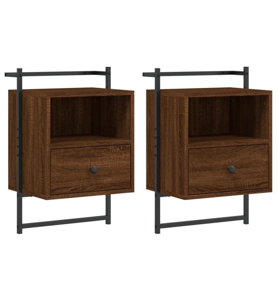 Wand-Nachttische 2 Stk. Braun Eiche 40x30x61 cm Holzwerkstoff