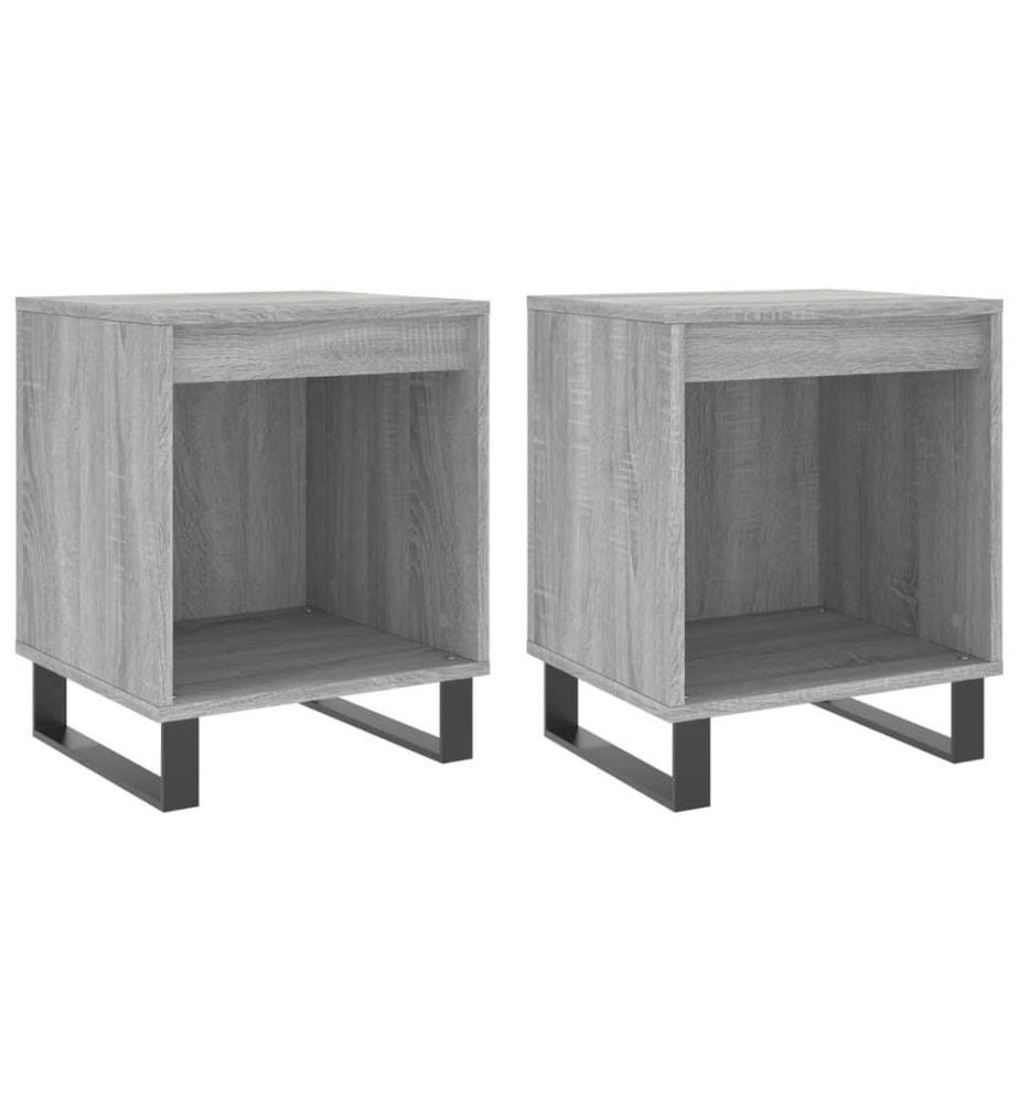 Nachttische 2 Stk. Grau Sonoma 40x35x50 cm Holzwerkstoff