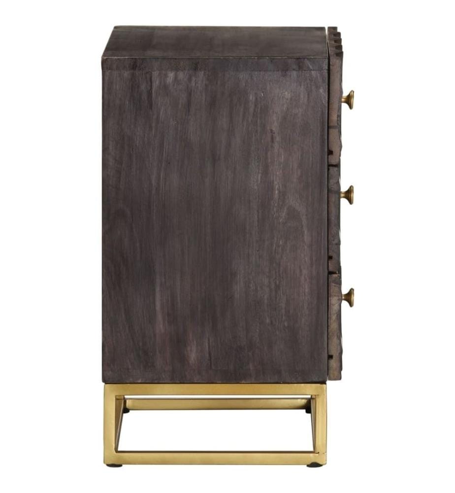 Nachttisch Schwarz 40x30x50 cm Massivholz Mango