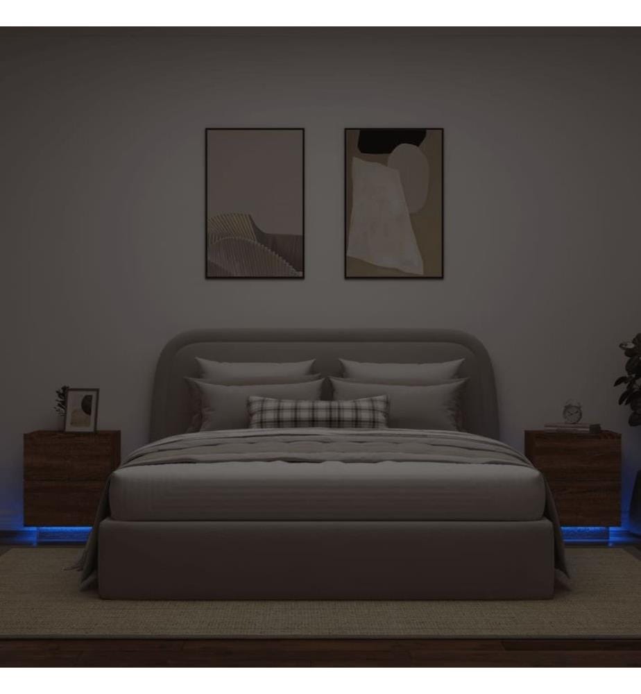 Nachttische mit LED-Leuchten 2 Stk. Braun Eiche Holzwerkstoff