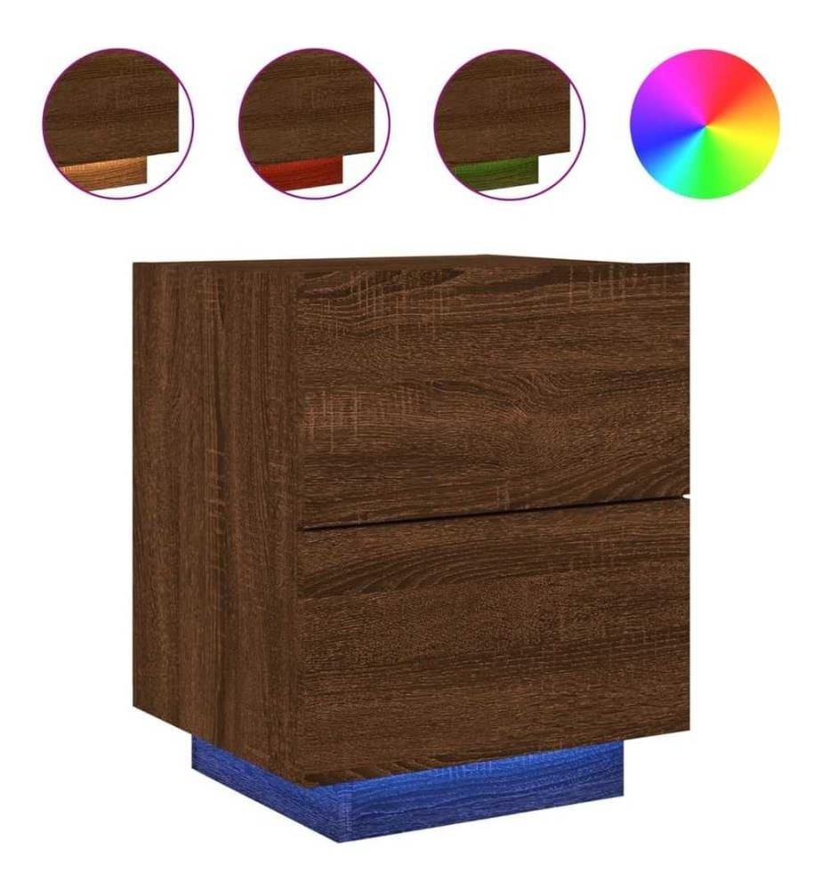 Nachttische mit LED-Leuchten 2 Stk. Braun Eiche Holzwerkstoff