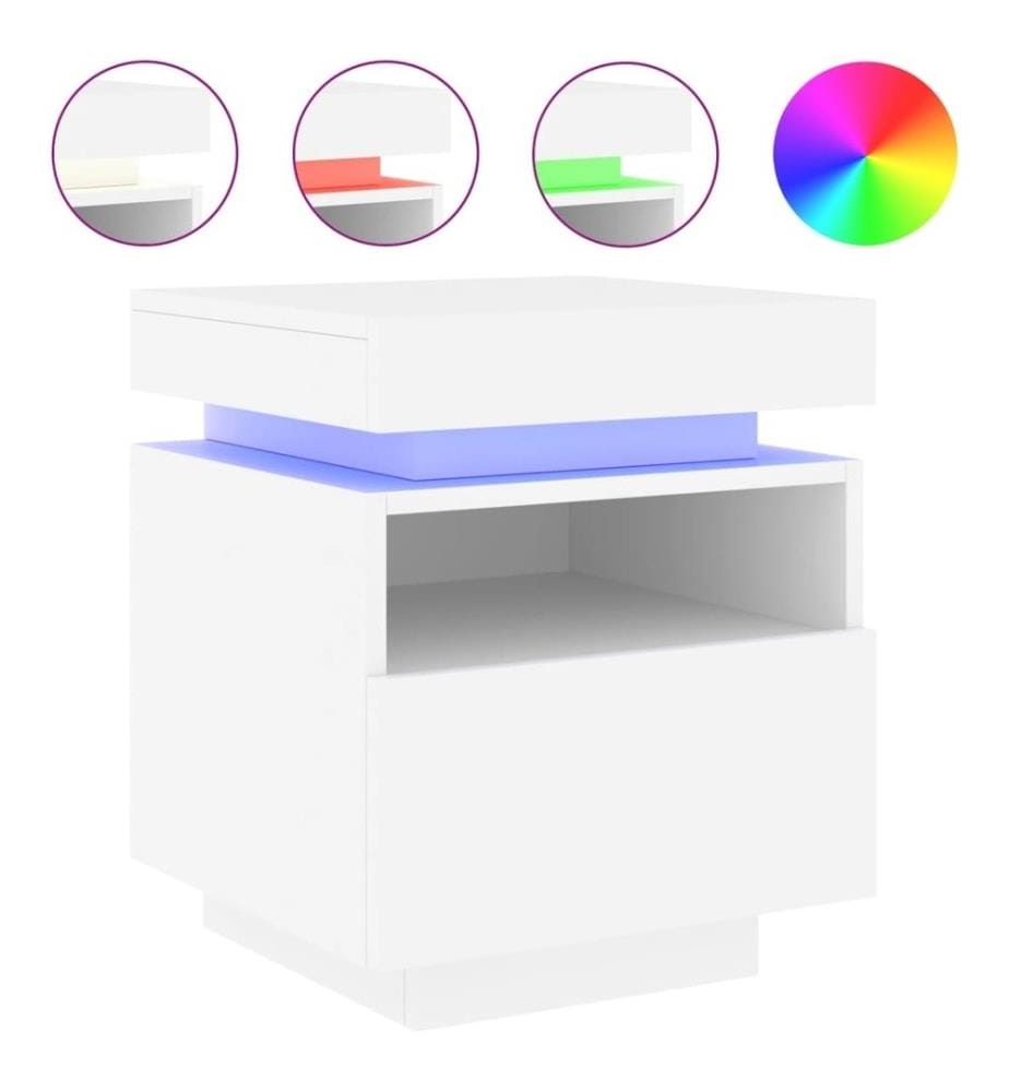 Nachttisch mit LED-Leuchten Weiss 40x39x48,5 cm