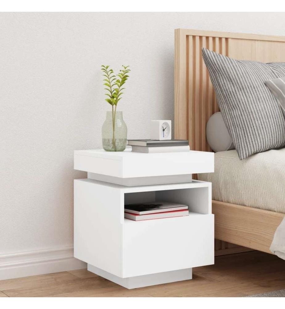Nachttisch mit LED-Leuchten Weiss 40x39x48,5 cm