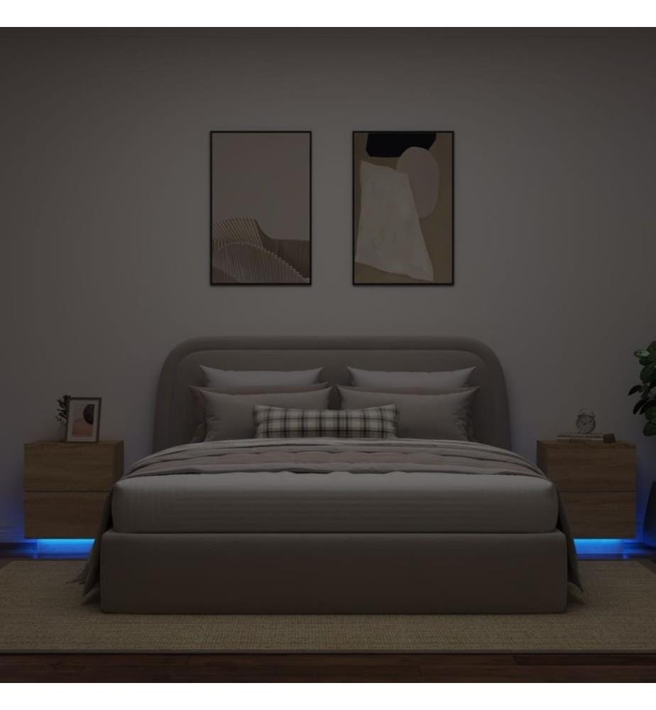 Nachttische mit LED-Leuchten 2 Stk. Sonoma Eiche Holzwerkstoff