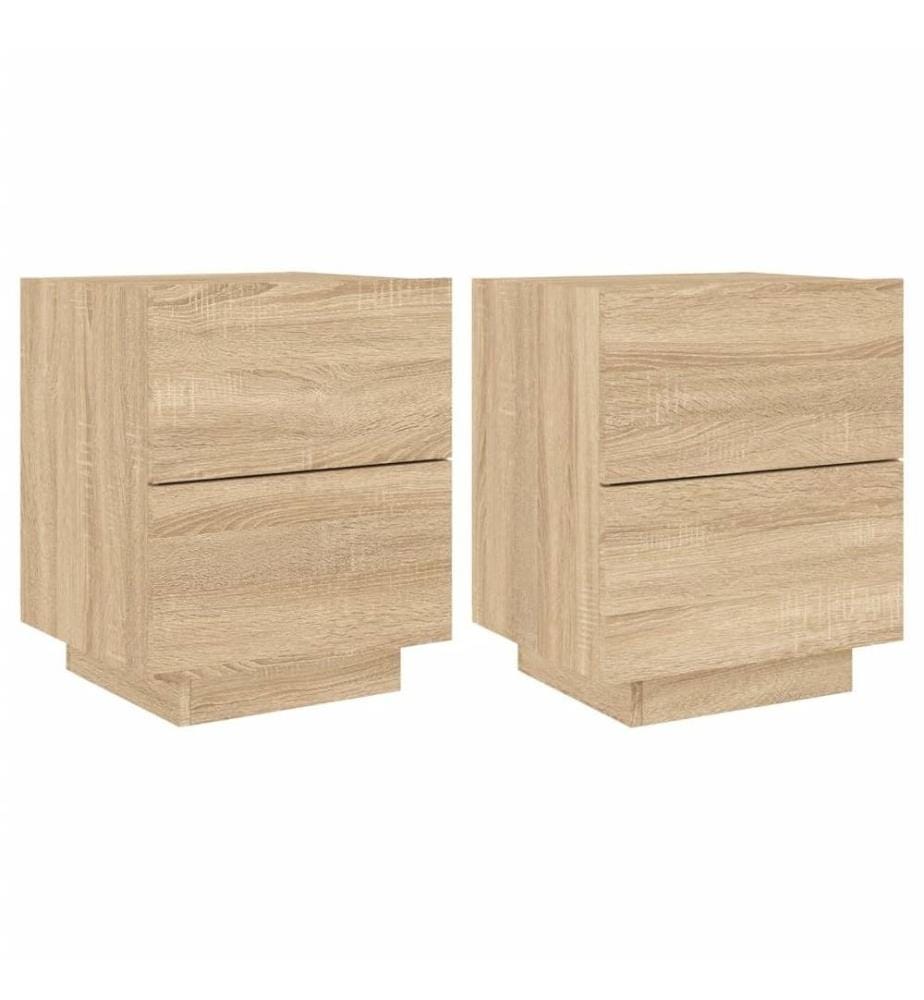Nachttische mit LED-Leuchten 2 Stk. Sonoma Eiche Holzwerkstoff