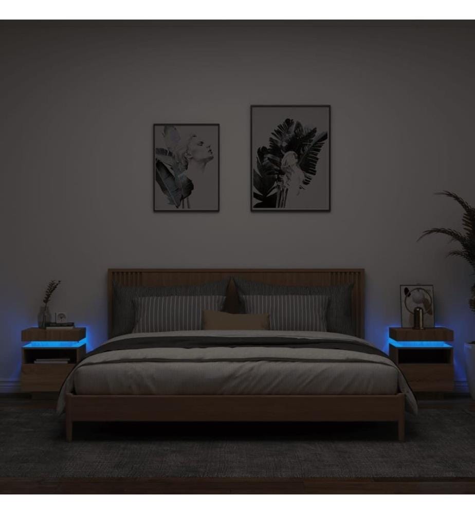 Nachttische mit LED-Leuchten 2 Stk. Sonoma Eiche 40x39x48,5 cm