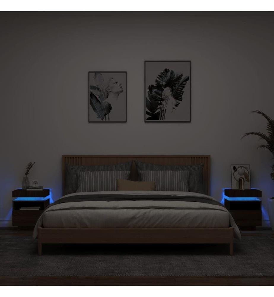 Nachttische mit LED-Leuchten 2 Stk. Braun Eiche 40x39x48,5 cm