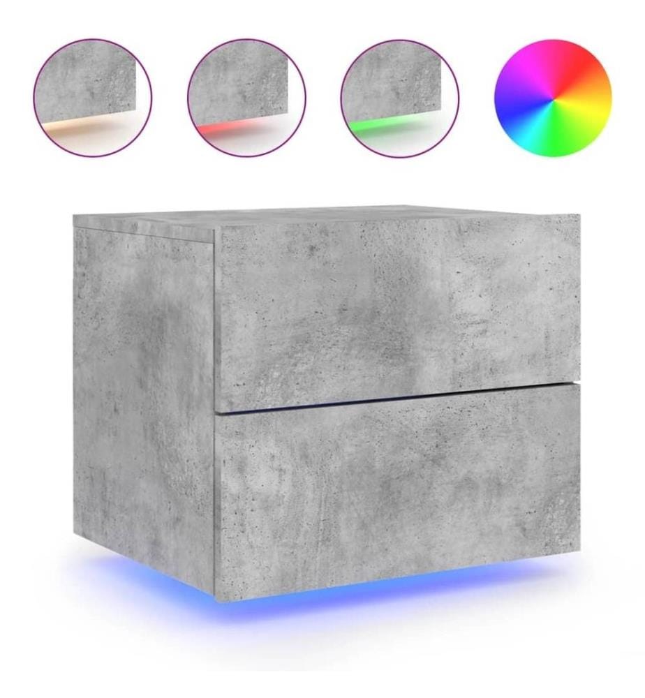 Wand-Nachttische mit LED-Leuchten 2 Stk. Betongrau