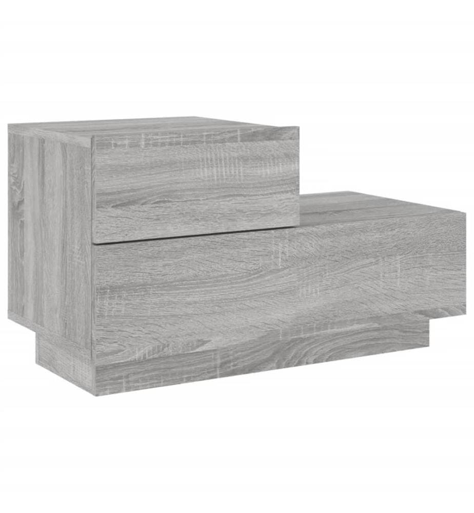 Nachttisch mit LED-Leuchten Grau Sonoma 70x36x40,5 cm