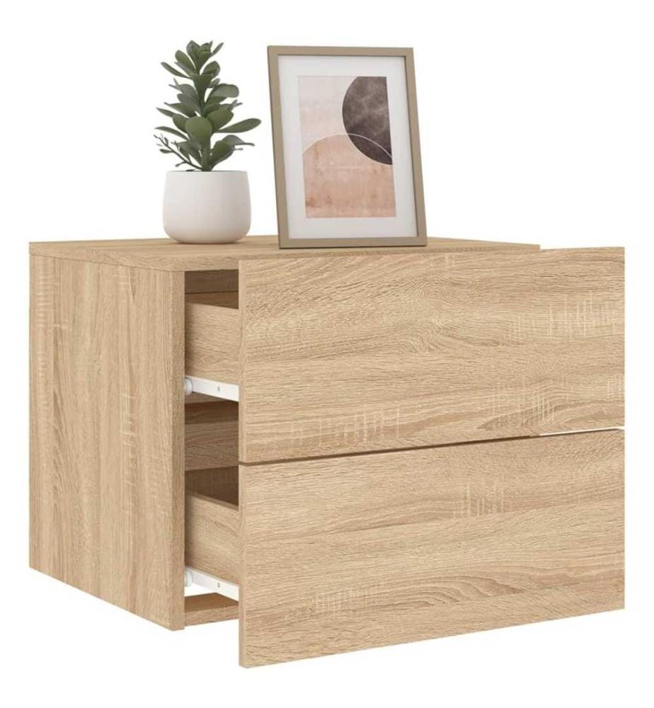 Wand-Nachttische mit LED-Leuchten 2 Stk. Sonoma-Eiche