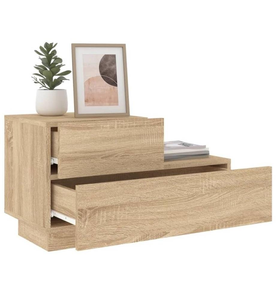 Nachttisch mit LED-Leuchten Sonoma-Eiche 70x36x40,5 cm
