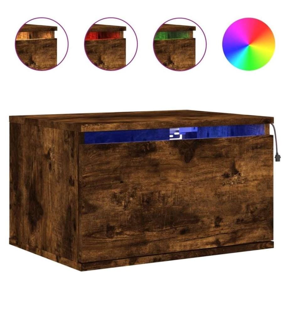 Wand-Nachttische mit LED-Leuchten 2 Stk. Räuchereiche